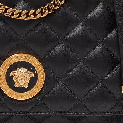 Versace Black Quilted Leather Medusa Chain Shoulder Bag