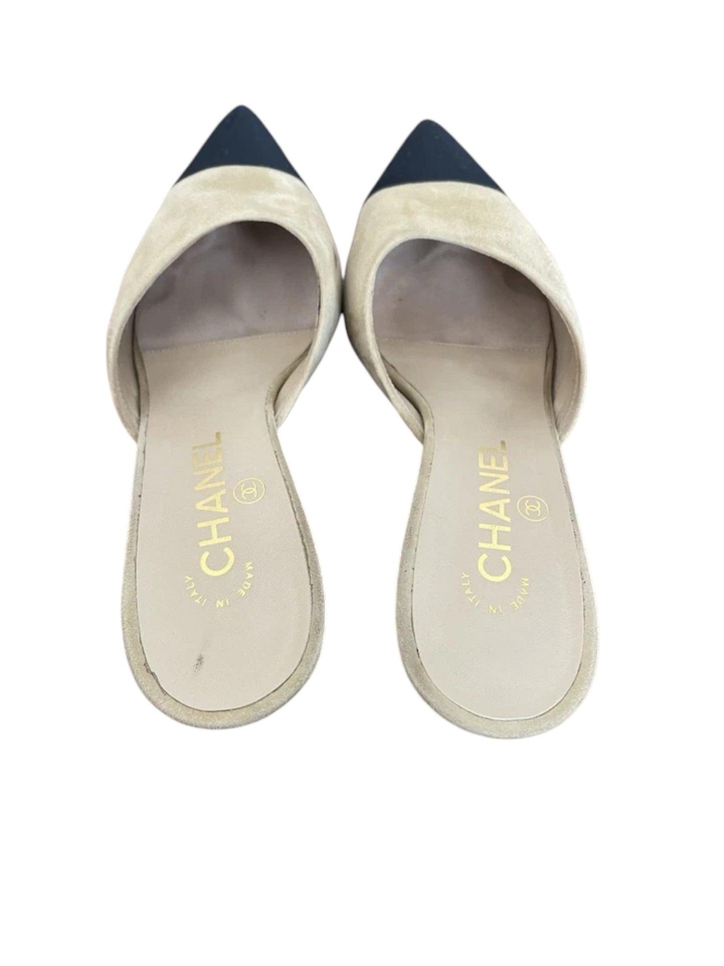 Chanel Suede Grosgrain Heeled Mules