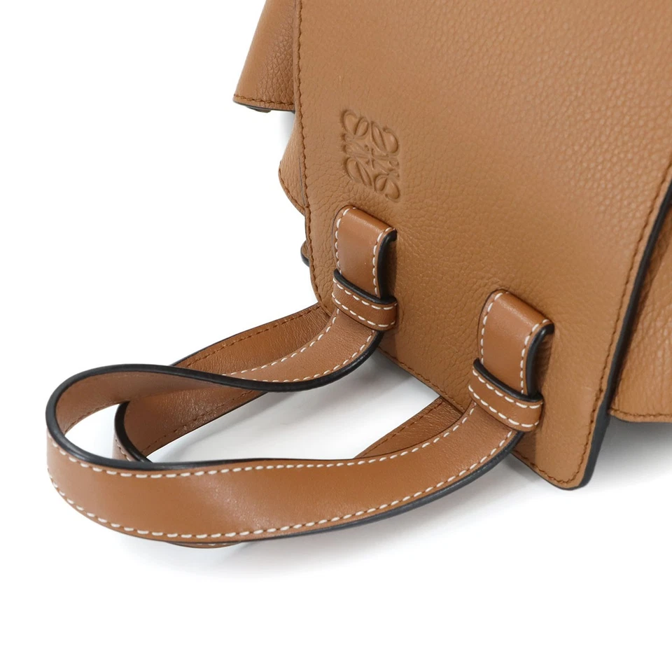 LOEWE Hammock Drawstring Small Hand Shoulder Bag Leather Brown Purse