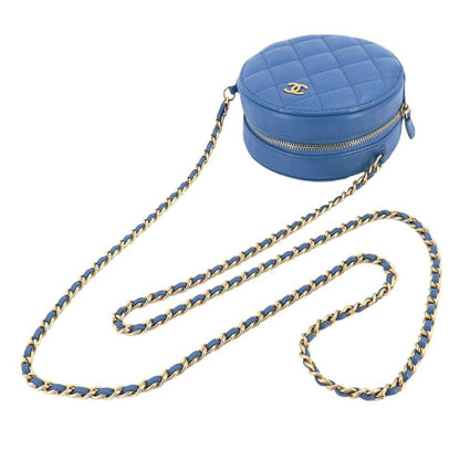 CHANEL Matelasse Mini Classic Chain Shoulder Bag Leather Blue