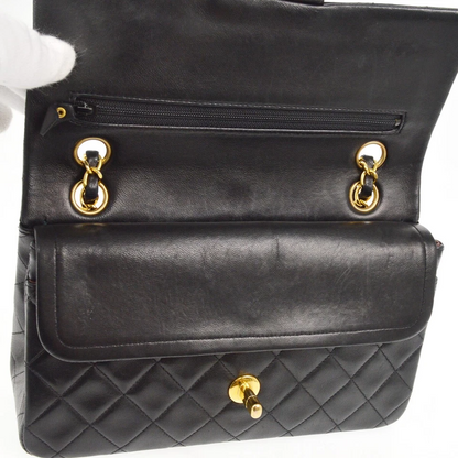 Chanel Black Lambskin Small Classic Double Flap Shoulder Bag