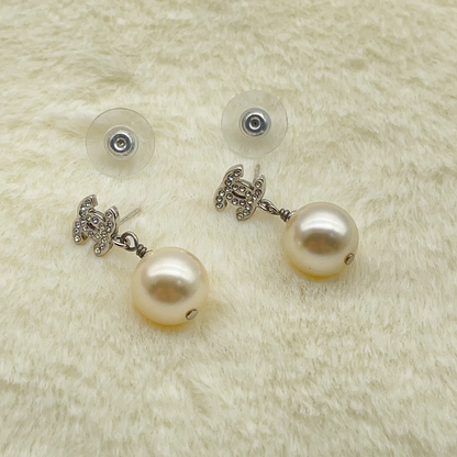 Chanel Coco Mark Swing Pearl & Rhinestone Earrings