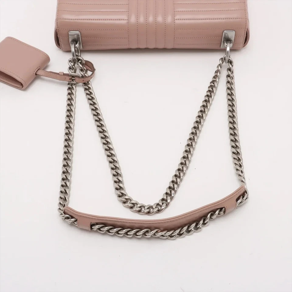 Prada Diagramme Leather Chain Shoulder Bag in Pink