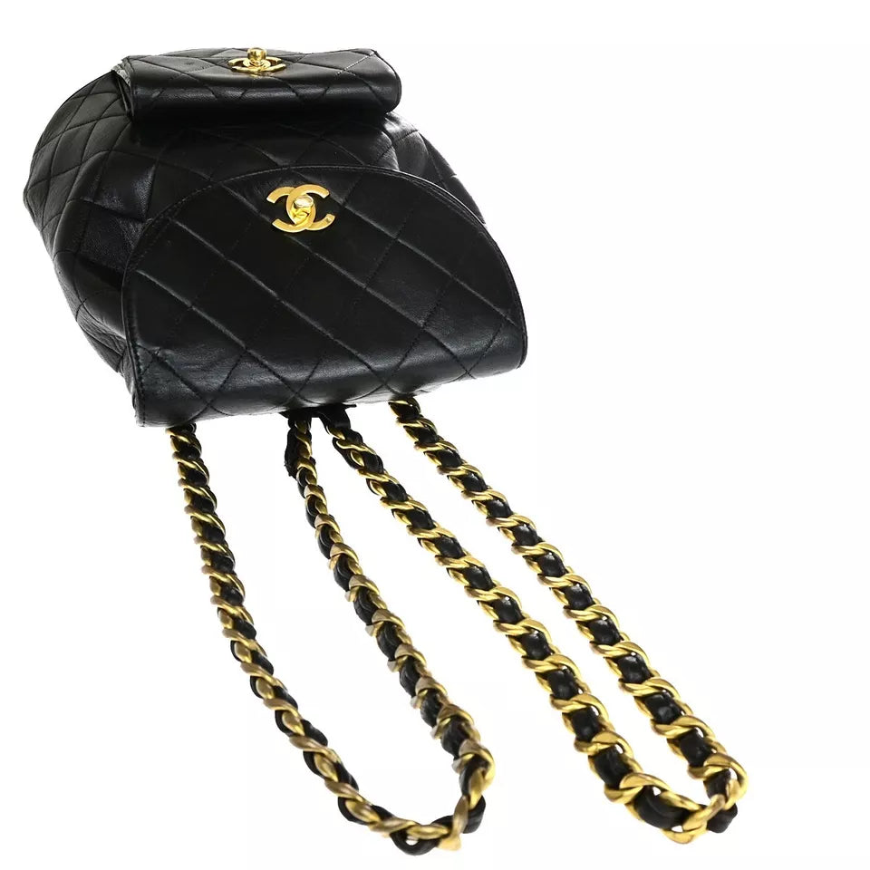 CHANEL CC Logo Matelasse Chain Backpack Bag – Black Leather