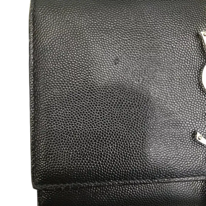 Auth SAINT LAURENT Kate Tassel Small Shoulder Bag In Black Grain Leather