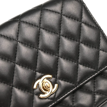 Chanel Black Lambskin Side Packs Shoulder Bag