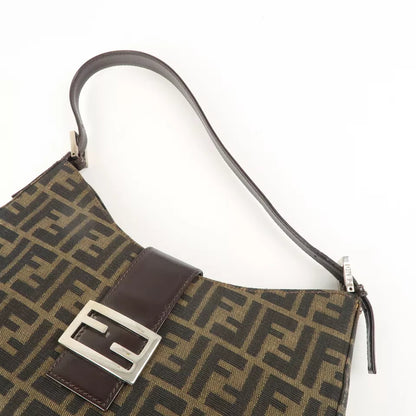 FENDI Zucca Canvas Leather One Shoulder Bag