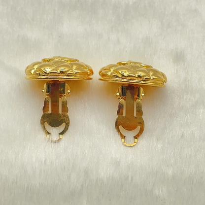 Chanel Matelassé “Melon Pan” Coco Mark Earrings