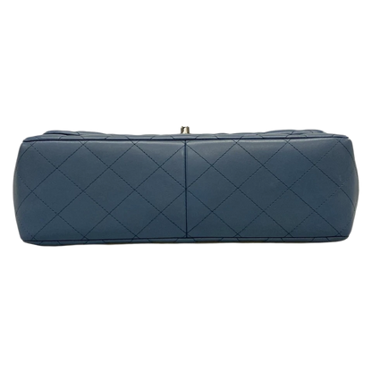 CHANEL Large Matelasse Blue Lambskin Shoulder Bag