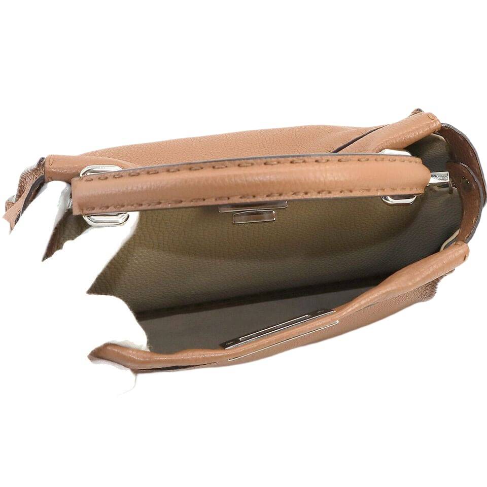 FENDI Selleria Peekaboo Regular 2way Hand Bag Leather Brown