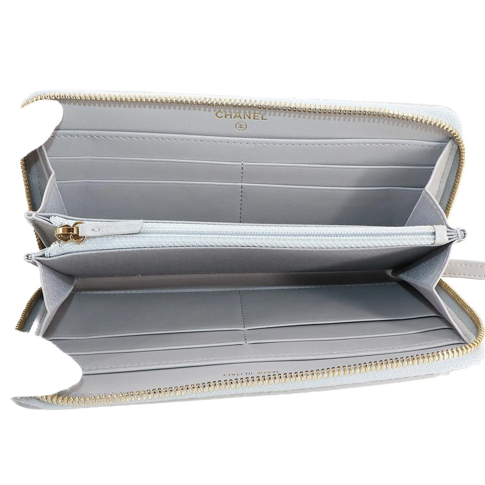 Chanel 19 Zipped Around Long Wallet in Grey Leather