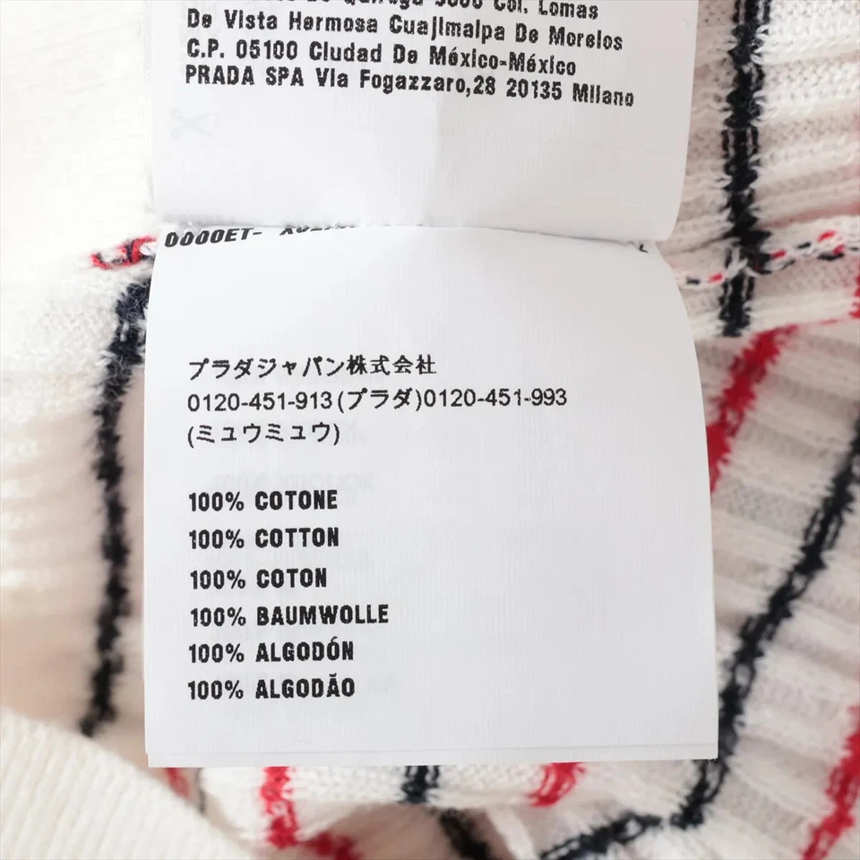 Miu Miu 22 Years Cotton Short Sleeve Knitwear 36 Ladies' White