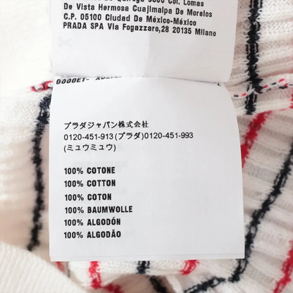Miu Miu 22 Years Cotton Short Sleeve Knitwear 36 Ladies' White