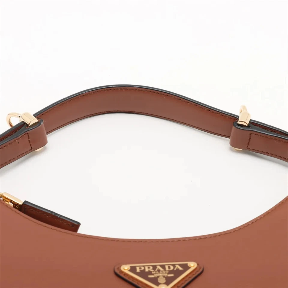 Prada Arke Leather 2 Way Shoulder Bag Brown