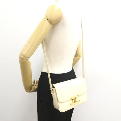 CELINE Soiree Shoulder crossbody hand Bag leather Beige Used