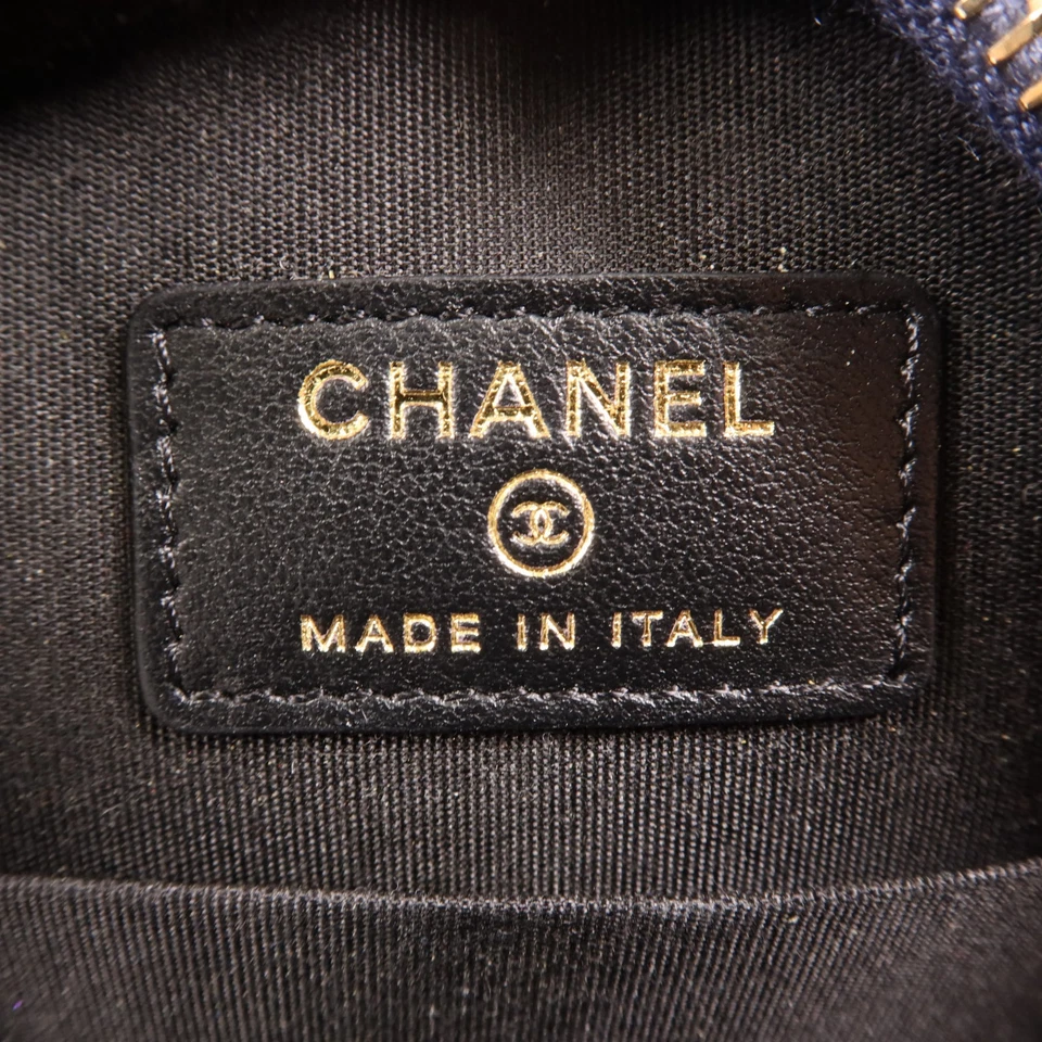 Chanel CC Filigree Round Chain Shoulder Bag in Navy & Black Calfskin (GHW)