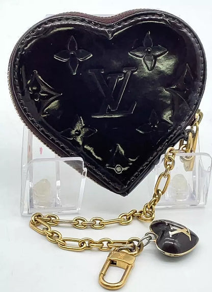 Louis Vuitton Porto Monnaie Coeur Heart Coin Case In Amarante Vernis