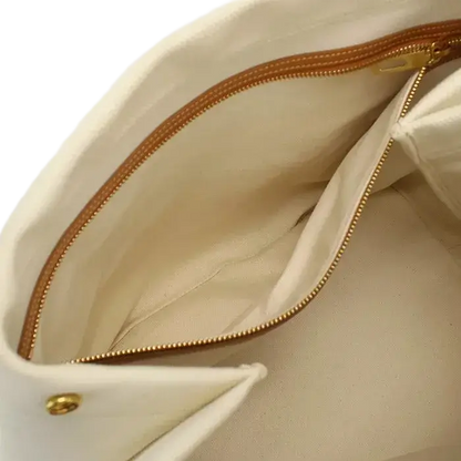 Auth CELINE Tote Bag In White Canvas