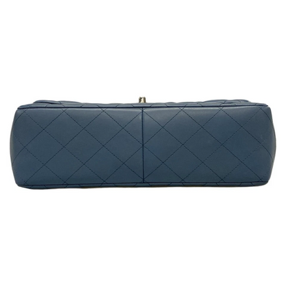 CHANEL Large Matelasse Blue Lambskin Shoulder Bag