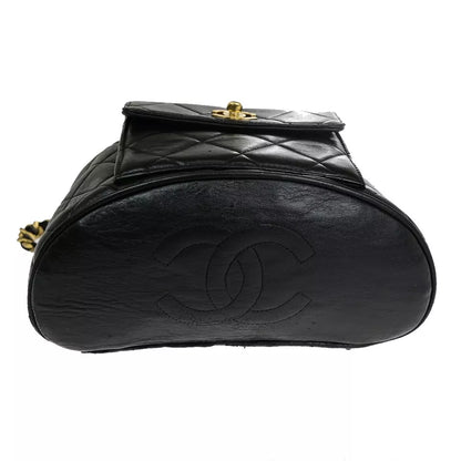 CHANEL CC Logo Matelasse Chain Backpack Bag – Black Leather