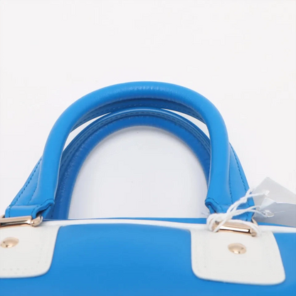 Christian Dior Vaib Bowling Bag Leather 2 Way Handbag Blue