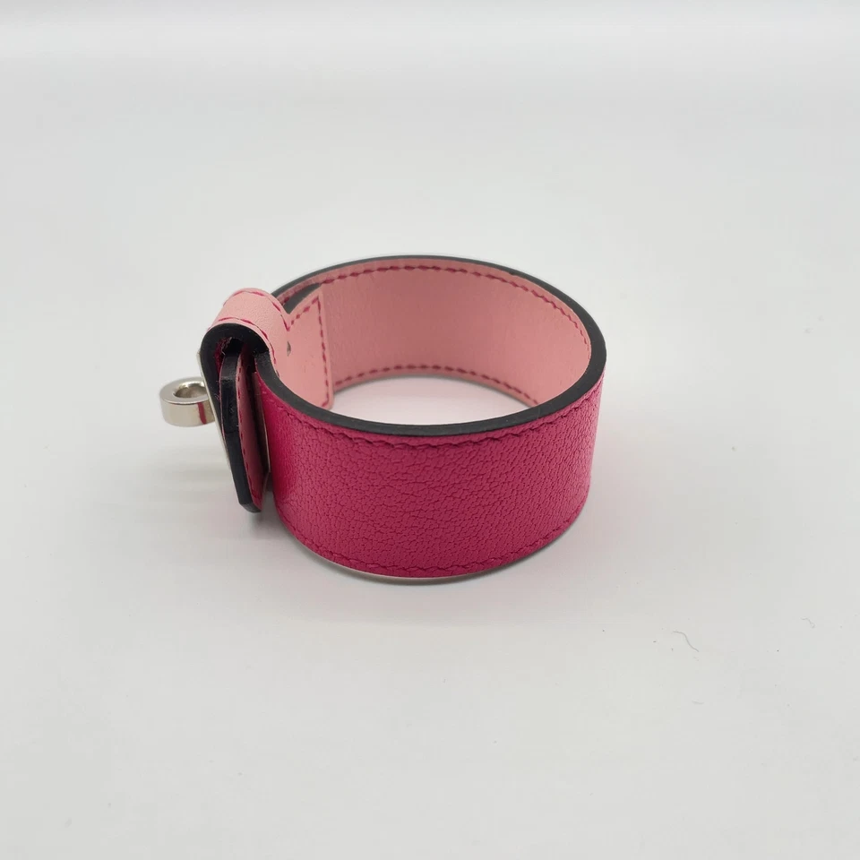 Hermès Kelly Twist GM Double Engraved Leather Bracelet in Pink