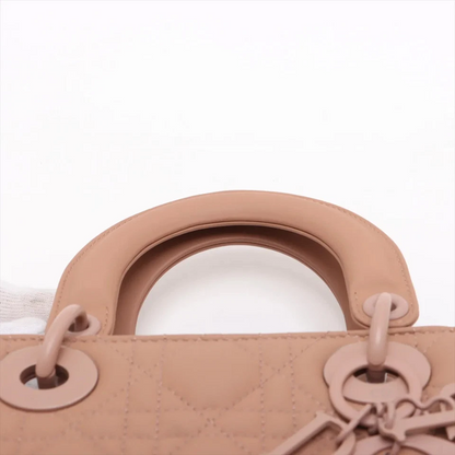 Christian Dior My Lady Dior Cannage Leather 2 Way Handbag Pink With Charms