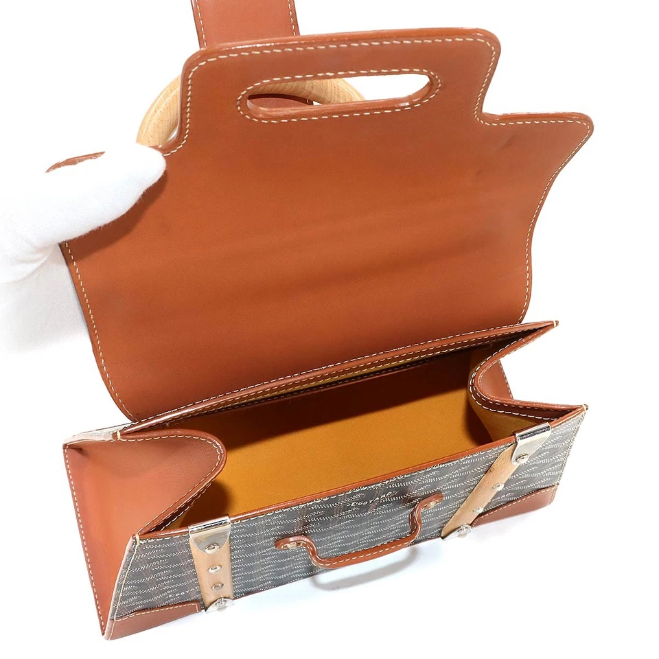 Goyard Saigon PM in Black Goyardine Canvas, Leather & Wood