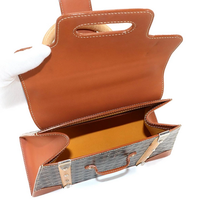 Goyard Saigon PM in Black Goyardine Canvas, Leather & Wood