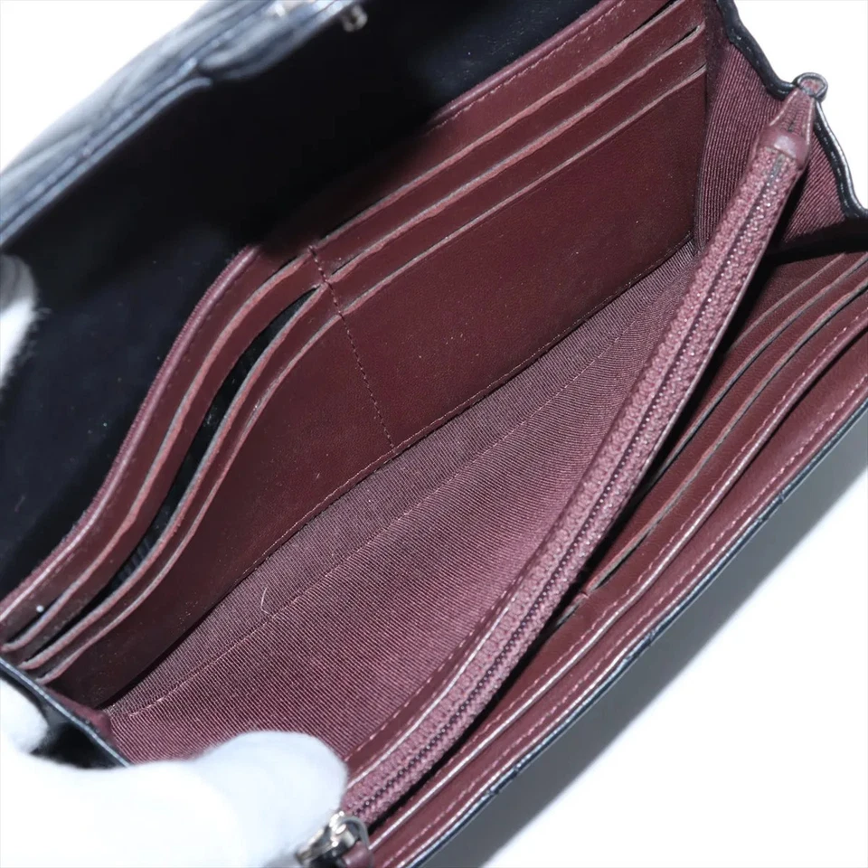 Chanel Matelasse Lambskin Long Wallet Black Silver Metal Fittings