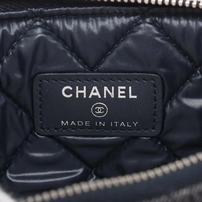 Chanel Deauville Denim Clutch Bag in Navy Blue