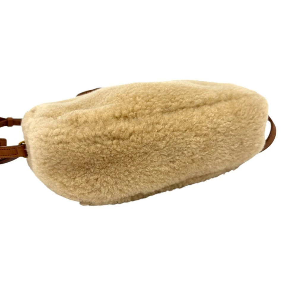 Saint Laurent Paris Lou Camera Bag in Beige Faux Shearling & Leather