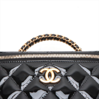 Chanel Matelasse Patent Leather 2WAYShoulder Bag Vanity Black Gold Metal