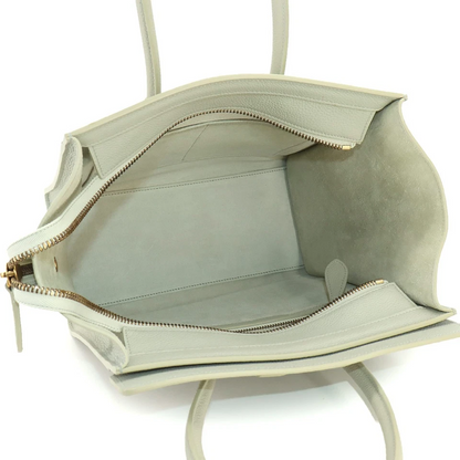 CELINE Luggage Micro Shopper Hand Bag Leather Light Green