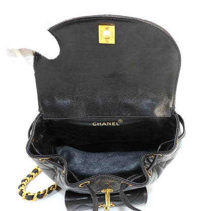 CHANEL Matelasse Chain Backpack Leather Black Duma Purse Vintage