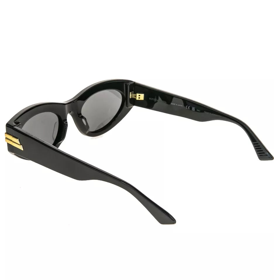 BOTTEGA VENETA MITRE Black Oval Sunglasses