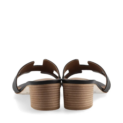 Hermès OASIS Leather Sandals 37.5 Ladies' Black
