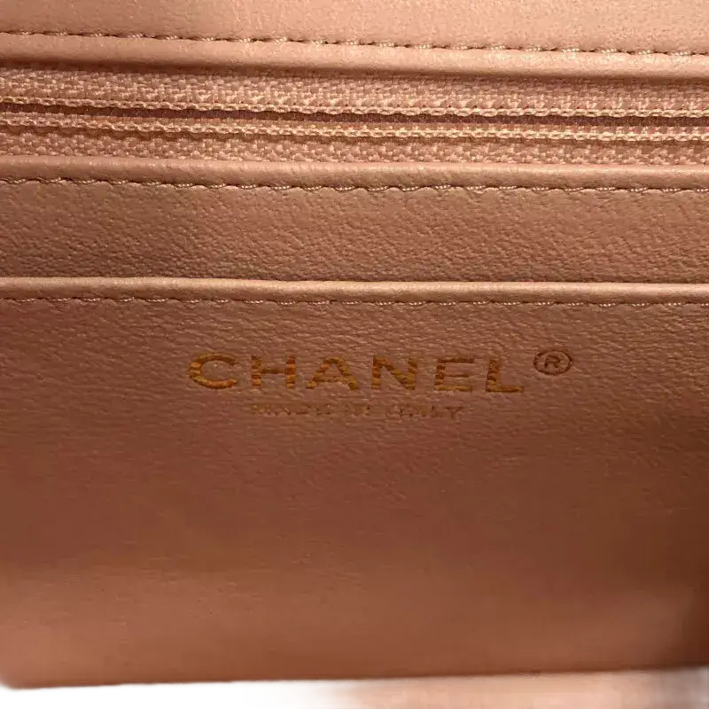 CHANEL Mini Matelasse 18 Shoulder Bag Pink Lambskin with Gold Hardware