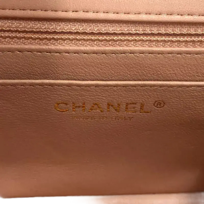 CHANEL Mini Matelasse 18 Shoulder Bag Pink Lambskin with Gold Hardware