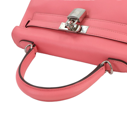 HERMES Kelly 25 2way Hand Shoulder Bag Swift Leather Rose Dete Pink