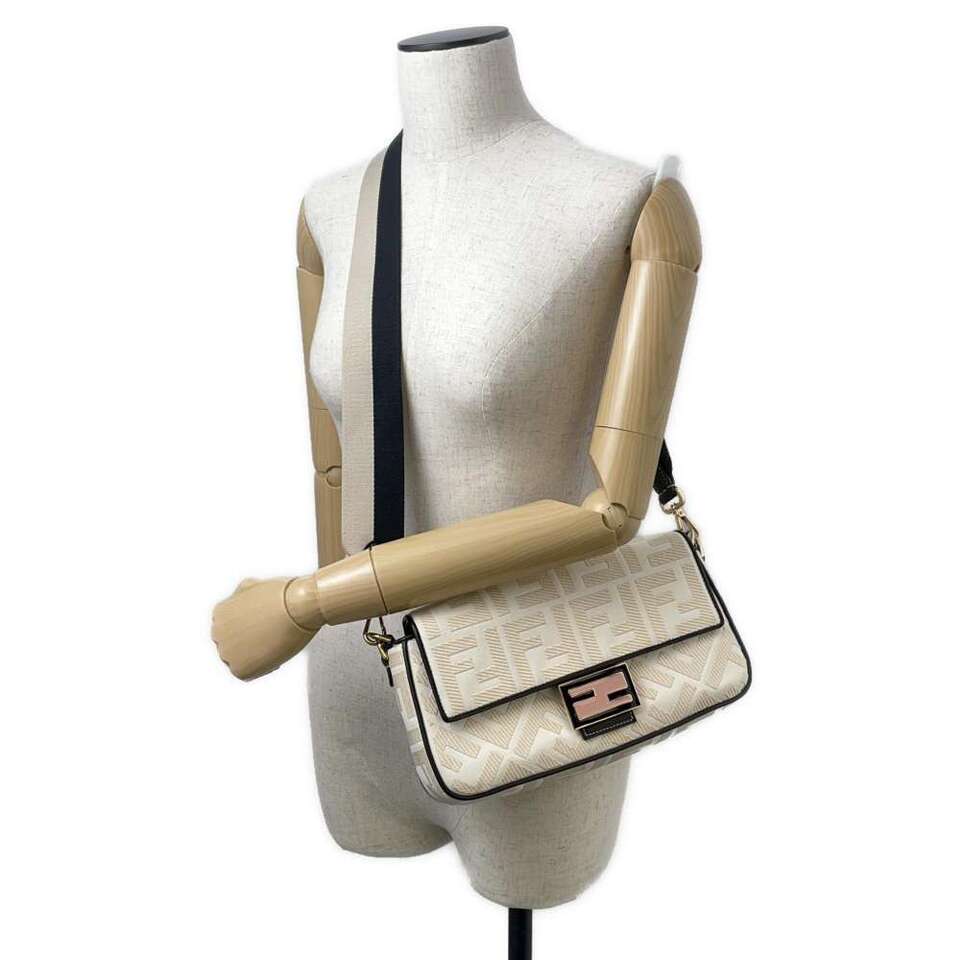 FENDI Zucca Mamma Bucket Shoulder Bag Canvas/Leather Ivory/Black