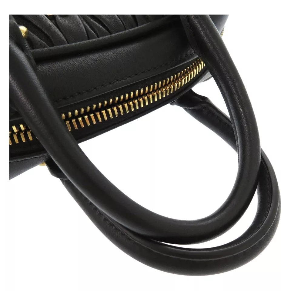 MIUMIU Arkady Matelassé Shoulder Bag – Black Leather