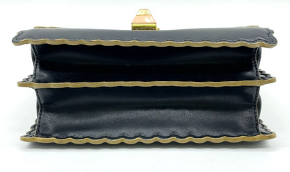 Fendi Black Calf Leather Monstera Shoulder Bag