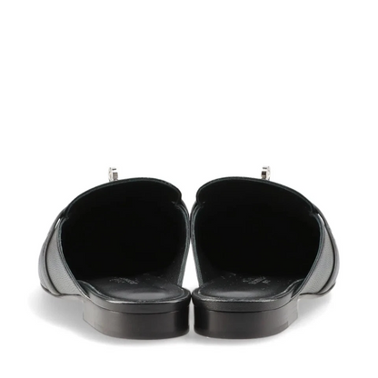 Hermès Oz Leather Mule 38 Ladies' Black Kelly Metal Fittings