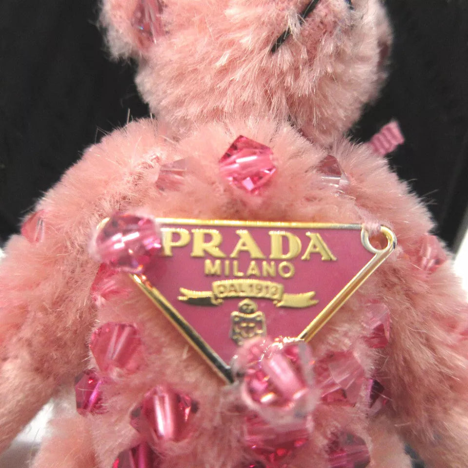 PRADA Bear Rhinestone Charm Key Holder – Pink Acrylic