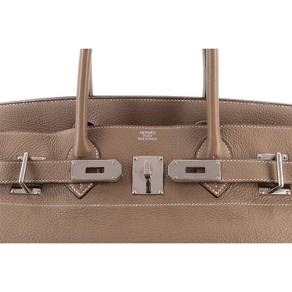 HERMES Shoulder Birkin 42 Bag Taurillon Clemence Etoupe Purse