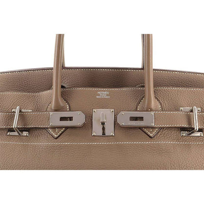 HERMES Shoulder Birkin 42 Bag Taurillon Clemence Etoupe Purse