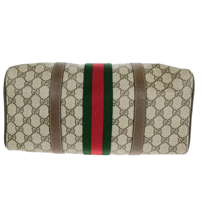 GUCCI Logo Sherry GG Pattern Travel Handbag – Brown PVC/Leather