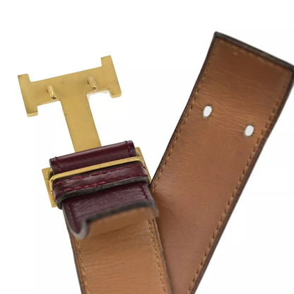 HERMES H Logo Constance Reversible Buckle Belt – Bordeaux Brown/Gold-Plated