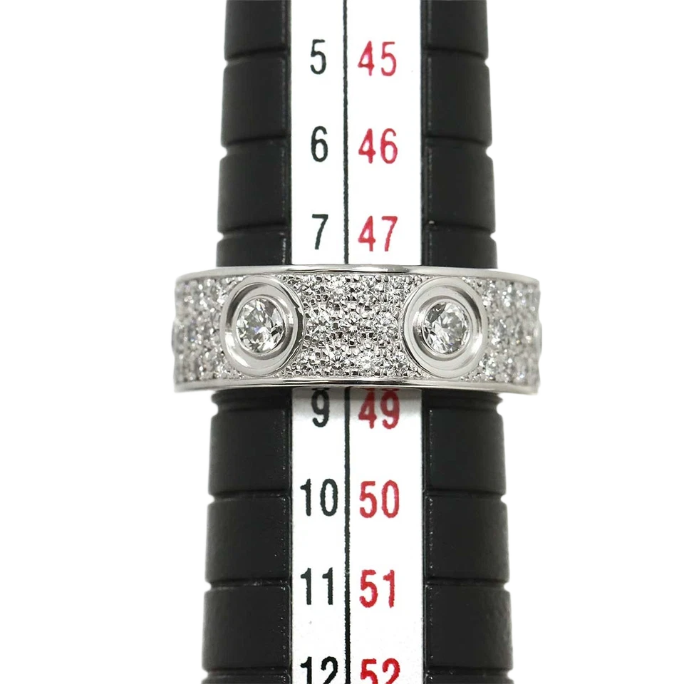 Cartier Love Pave Diamond Ring 18K WG 750 size48 4-4.5(US)